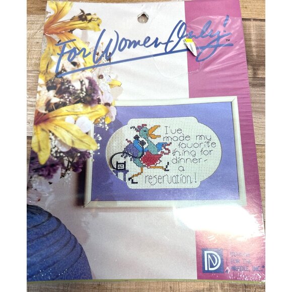 Counted Cross Stitch Kit 5x7 "Reservation!" For Women Only Designs For The Needl - Picture 2 of 4